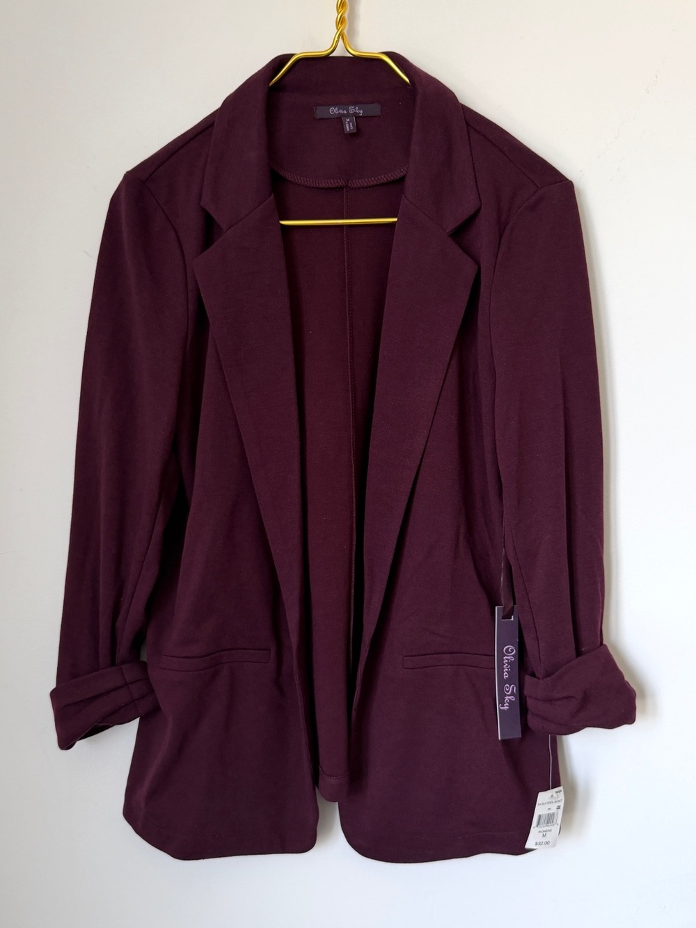 NWT Olivia Sky Purple Open Front Knit Lightweight Blazer Jacket Women’s Medium